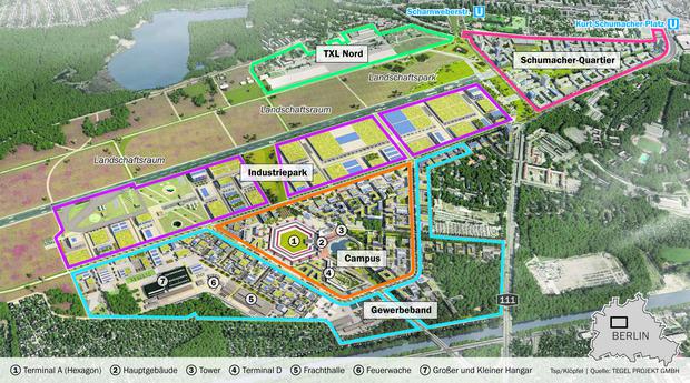Zukunftspläne für das Tegel-Areal mit Campus, Industriepark und Wohnquartier.