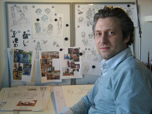 Vom Film zum Comic: Arne Jysch in seinem Berliner Atelier.