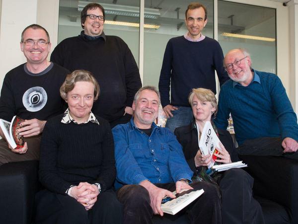 Die Jury: Über den Max-und-Moritz-Preis 2014 entscheiden Christian Gasser, Isabel Kreitz, Bodo Birk, Andreas C. Knigge, Lars von Törne, Brigitte Helbling und Herbert Heinzelmann (von links nach rechts).