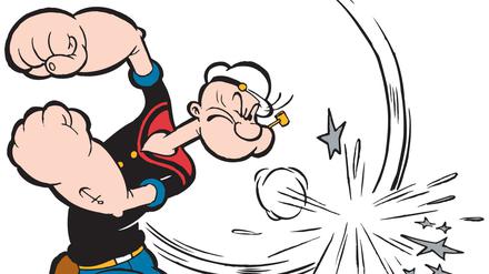 Popeye Punch. Die Comic-Figur des amerikanischen Zeichners Elzie Crisler Segar wird jetzt 90 Jahre alt.