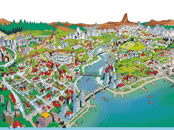 Aus der Entenperspektive: Ein Luftbild der berühmten Stadt.