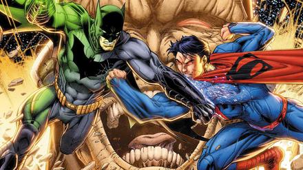 Mal Kampfgefährten, mal Konkurrenten: Die beiden Superhelden auf einem Bild aus dem Heft BATMAN/SUPERMAN #28.
