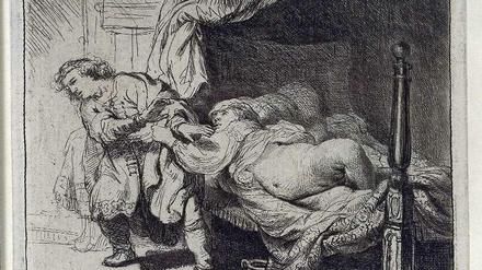 Deftig. Rembrandt Radierung "Josephs Verführung" von 1634.