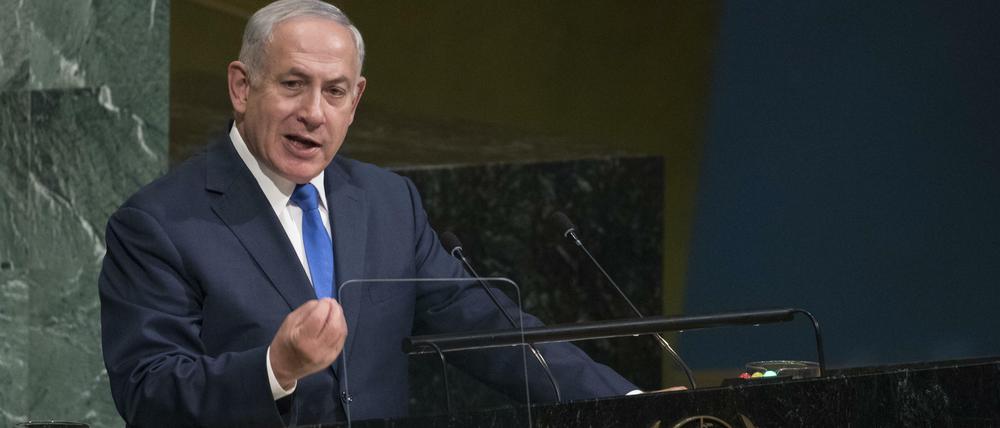 Scharfe Kritik. Benjamin Netanjahu vor der UN-Vollversammlung. Er warf den Vereinten Nationen vor, sie kenne keine Grenzen an Absurditäten, wenn es um Israel ginge.