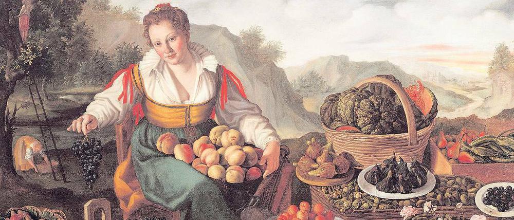 Reichhaltige Kost für Fleischverächter. Vincenzo Campis Gemälde „Die Obstverkäuferin“ (um 1580) aus der Pinacoteca di Brera in Mailand. Foto: akg-images / Electa