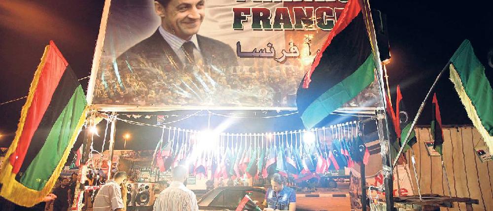 Auf der Siegerstraße. In Libyen – hier in Bengasi – wird Frankreichs Präsident geschätzt. 