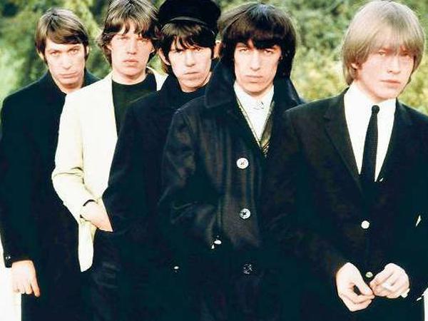 Wir rocken die Welt. Ein Jugendbildnis der Stones von 1966 - vorne rechts Gründer Brian Jones, daneben Billy Wyman, Keith Richards, Mick Jagger und Charlie Watts. 