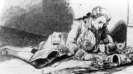 Abbildung des Marquis de Sade, wie er aus der Bastille in die Irrenanstalt von Charenton verlegt wurde.