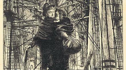 Nicht alle sind freiwillig unterwegs. Die Radierung und Kaltnadel „Emigranten“ stammt von James Tissot, 1880. 