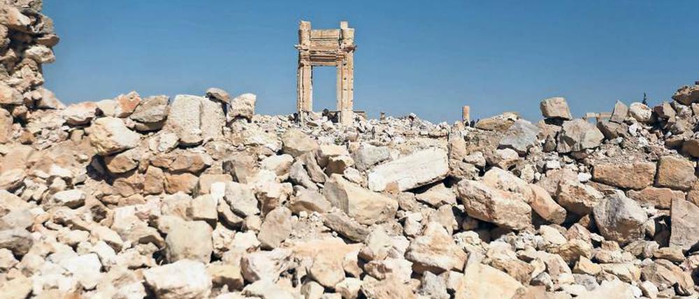 Bestandsaufnahme in Palmyra. Was vom Tempel blieb, entscheidet auch über die Art und Weise des Wiederaufbaus – als Mahnmal oder Kopie. 