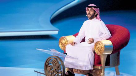 Der Sieger. Rajih al-Hamidani beim Finale von „Million’s Poet“ im Al-Raha Theater von Abu Dhabi am 17. Mai.