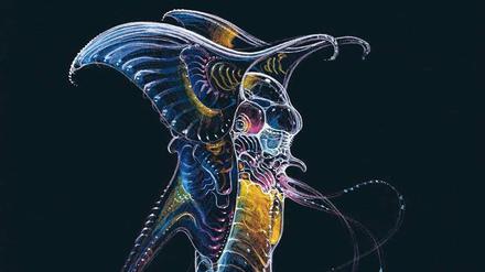 Gute Qualle. Ein Alien für James Camerons "Abyss", entworfen vom Comiczeichner Moebius. 
