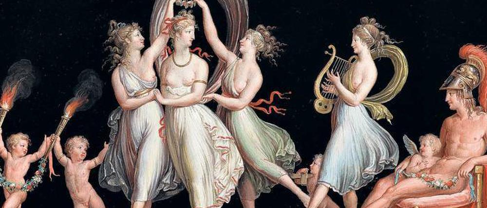 Antonio Canova ließ sich von antiken Fresken zu Kompositionen anregen wie dieser aus dem Jahr 1799, „Die Grazien und Venus tanzen vor Mars“ (Tempera auf Papier).