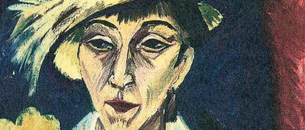 Penibel. Eine Seite aus Kirchners Handexemplar mit Anmerkungen zur Abbildung von „Kranke Frau (Dame mit Hut)“, von Kirchner auf 1913 datiert, jedoch wohl erst später entstanden.
