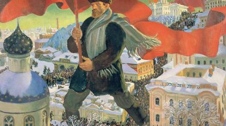 Der Arbeiter als Sinnbild. Boris Kustodiew (1878–1927), Schüler der Kaiserlichen Akademie in St. Petersburg und 1918 Agitprop-Künstler, malte den „Bolschewik“ 1920.