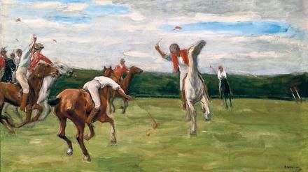 Kaum ein Huf berührt mehr den Boden. "Polospieler in Jenischs Park" (1903), von Max Liebermann radikal asymmetrisch gemalt.