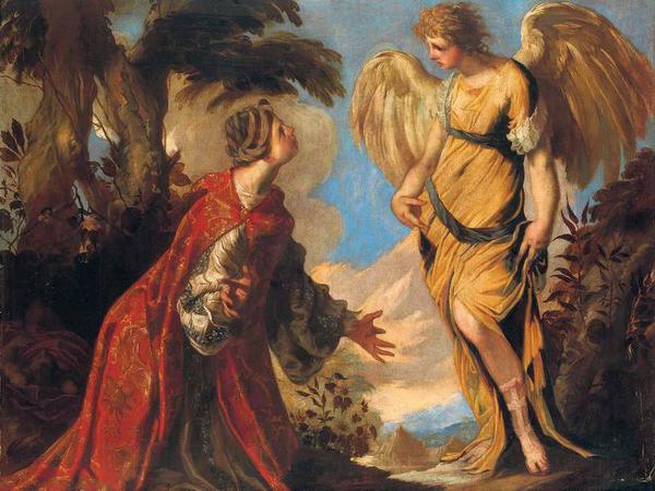 Erkennen ist Erkenntnis. Der Engel begegnet Hagar in der Wüste – ein Gemälde von Francesco Maffei (1657).