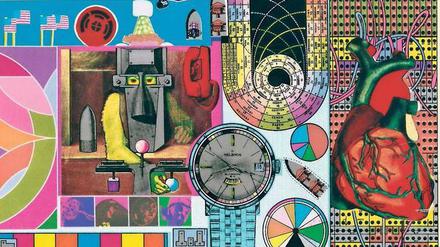 Wildes Wandbild. Vom Pop-Künstler Eduardo Paolozzi stammt das Blatt "B.A.S.H.", 1971, Farbsiebdruck und Collage.