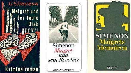 Maigret-Cover, links ein Buch aus dem Kiepenheuer &amp; Witsch Verlag, rechts Diogenes.