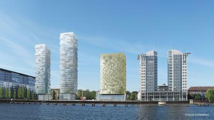Ein Investor will am Berliner Osthafen neue Hochhäuser bauen. Ein Hotel und 195 Wohnungen fänden darin Platz. 