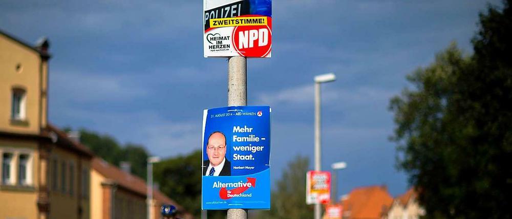 Wahlkampf von NPD und AfD im sächsischen Freital.