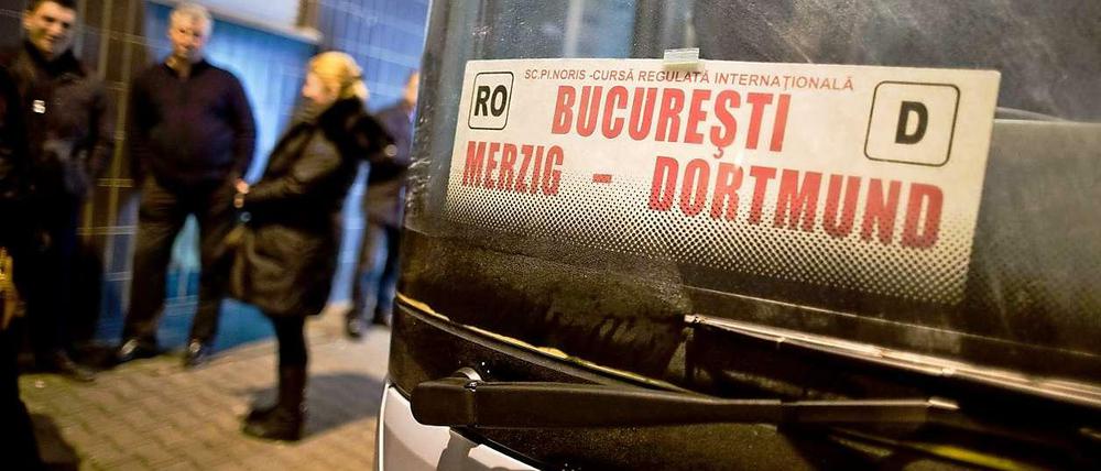 Ein Bus der Linie Bukarest-Dortmund.