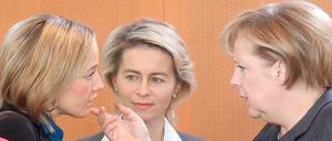 Drei Spitzenfrauen der CDU: Familienministerin Kristina Schröder, Arbeitsministerin Ursula von der Leyen und Bundeskanzlerin Angela Merkel.