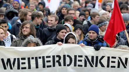 Demonstrierende Schüler und Studente in Frankfurt am Main.