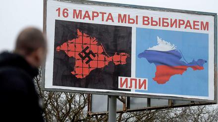 Vor dem Referendum zum Anschluss an Moskau: russische Propaganda auf der Krim.