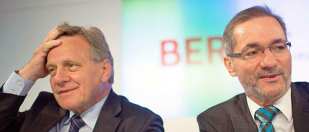 Streit um den Flughafen Tegel: BER-Chef Hartmut Mehdorn und Aufsichtsratvorsitzender Matthias Platzeck.