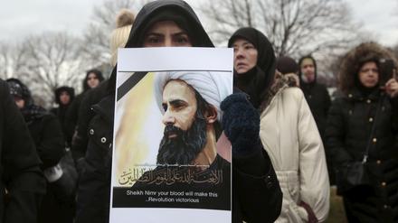 Muslime in den USA protestieren gegen die Hinrichtung des schiitischen Geistlichen al-Nimr in Saudi-Arabien. 