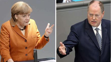 Merkel vs. Steinbrück - das Ende des Zweikampfes ist noch völlig offen.