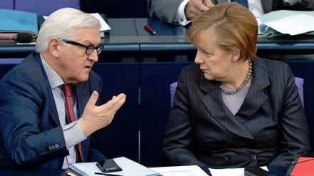 Verantwortliche in Sachen Außenpolitik: Minister Steinmeier und Kanzlerin Merkel.
