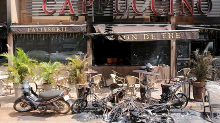 Das Café Cappuccino in Ouagadougou nach dem Anschlag vom Samstag. 