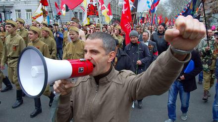 Pro-russische Demonstranten in der ukrainischen Hafenstadt Odessa.