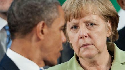Bundeskanzlerin Angela Merkel (CDU) mit US-Präsident Barack Obama.