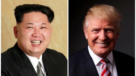 Fotomontage: Nordkoreas Machthaber Kim Yong Un (Links) und US-Präsidentschaftskandidat Donald Trump
