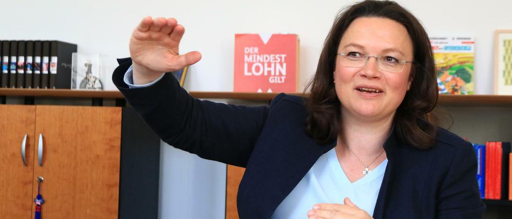 Andrea Nahles (SPD), seit Dezember 2013 Bundesministerin für Arbeit und Soziales, in ihrem Büro in Berlin-Mitte.