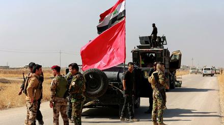 Eine irakische Spezialeinheit östlich von Mossul.