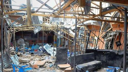 Bild der Zerstörung: Ein verwüstetes Hotel in der nordnigerianischen Stadt Bauchi nach einem Anschlag der Terrortruppe Boko Haram.