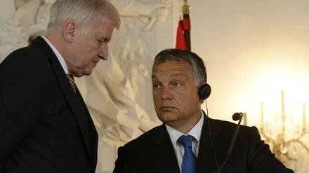 CSU-Chef Horst Seehofer (links) und Ungarn Ministerpräsident Viktor Orban kritisieren bei einer Pressekonferenz im Kloster Banz die Flüchtlingspolitik der Bundesregierung. 