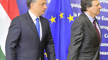 Ungarns Ministerpräsident Victor Orban und Kommissionspräsident José Manuel Barroso