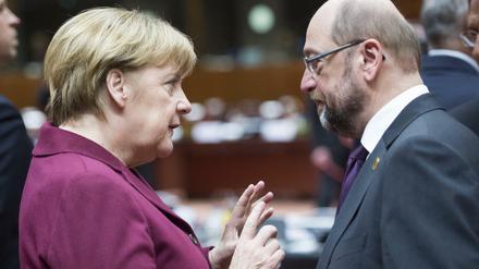 Angela Merkel und Martin Schulz im Dezember 2016 in Brüssel.