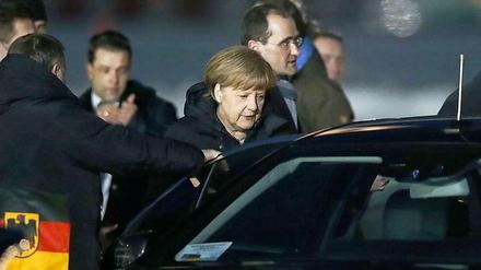 Auf dem Weg zum Frieden? Angela Merkel bei ihrer Ankunft in Moskau