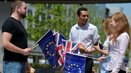 Britische Studenten vor dem EU-Parlament.