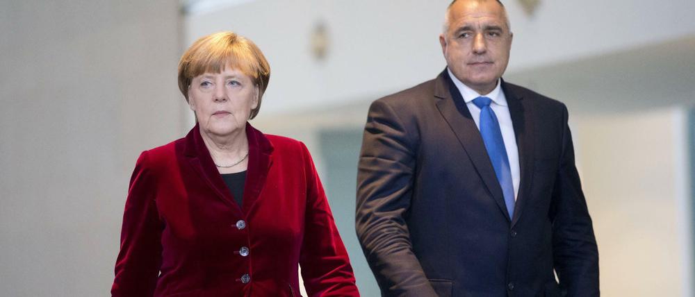 Bundeskanzlerin Angela Merkel mit dem bulgarischen Ministerpräsidenten Bojko Borissow.