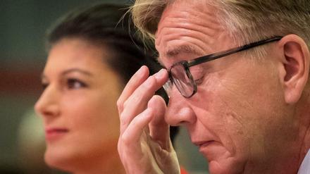 Die beiden Spitzenkandidatin der Linken für die Bundestagswahl, Sahra Wagenknecht und Dietmar Bartsch beim Bundesparteitag.