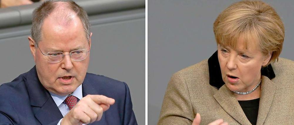 Peer Steinbrück und Angela Merkel am Mittwoch im Bundestag.