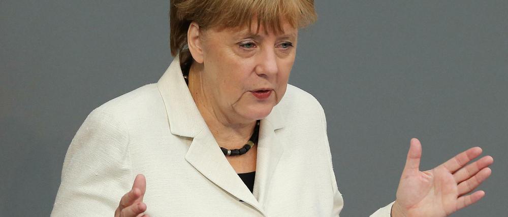 Bundeskanzlerin Angela Merkel (CDU) spricht am 07.07.2016 im Deutschen Bundestag in Berlin. 