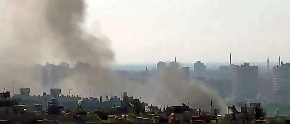 Am Sonntag explodierten mehrere Bomben in Syriens Hauptstadt Damaskus. Das Foto stammt aus einem Video, dass am 22. auf Youtube hochgeladen wurde.